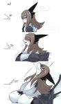 angle angle_head_tilt_meme anthro big_breasts black_body black_clothing black_ears black_fur black_topwear black_wings blue_eyes blush bodily_fluids breasts brown_hair clenched_teeth clothed clothing crossdressing dragon eyelashes eyes_closed featureless_breasts female femboy fur gender_symbol gender_transformation grey_body grey_fur hair half-closed_eyes hi_res human human_to_anthro long_ears long_hair long_neck male male_symbol mammal mouth_closed mtf_transformation mythological_creature mythological_scalie mythology narrowed_eyes open_mouth raised_head scalie sequence sharp_teeth side_view simple_background solo species_transformation ssssvvvvpppp291 sweat sweatdrop symbol tan_body tan_skin teeth three_frame_image three_frame_sequence topwear torn_clothing transformation transformation_sequence white_background white_body white_clothing white_topwear white_wings wings