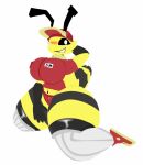 2026 2_antennae 5_fingers antennae_(anatomy) anthro arthropod bee big_breasts big_butt black_antennae black_sclera black_stripes blush blush_lines bottomwear breasts butt clothed clothed_anthro clothed_female clothing digital_media_(artwork) female female_anthro fingers footwear fur hand_behind_own_head hand_on_leg hand_on_own_leg hand_on_own_thigh hand_on_thigh hat headgear headwear hotpants huge_butt huge_thighs hymenopteran insect knee_highs knee_socks kneeling legwear minishorts multicolored_arthropod_abdomen multicolored_body multicolored_fur orange_blush pizza_bee_(xexeezy) red_clothing red_footwear red_hat red_headwear red_shoes shoes shorts simple_background socks solo stinger striped_arthropod_abdomen striped_legs stripes thick_thighs two_tone_arthropod_abdomen white_background white_eyes white_knee_socks whiteothefurry wide_hipped_anthro wide_hipped_female wide_hips yellow_body yellow_fur