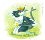 2026 3_fingers 3_toes 4_ears accessory anthro areola artist_name avali avian belly bent_legs big_areola big_belly big_breasts biped bird black_body black_claws black_feathers black_finger_claws black_fur black_sclera black_tail black_toe_claws black_wings bodily_fluids bouquet breasts breath claws colored countershade_face countershade_torso countershading dandelion dated digital_drawing_(artwork) digital_media_(artwork) digitigrade emanata english_text erect_nipples eyeshadow feathered_wings feathers feet female female_anthro finger_claws fingers flower flower_accessory flower_bouquet flower_crown flower_garland flower_in_hair flower_on_head flyper full-length_portrait fur fyr's_mum_(fenrir784) fyr_(fenrir784) grass grey_body hair hair_accessory half-closed_eyes hand_on_head headgear hi_res holding_flower holding_object holding_plant kneeling light lighting long_tail looking_down makeup multi_ear multicolored_body multicolored_feathers multicolored_fur narrowed_eyes nature nature_background nipples nude nude_anthro nude_female on_ground open_mouth outside panting pawpads picking_flowers pink_areola pink_nipples pink_pawpads plant portrait pregnant pregnant_anthro pregnant_female purple_eyes purple_eyeshadow purple_makeup raised_arm shaded signature simple_background simple_shading slightly_chubby slightly_chubby_female solo sweat sweatdrop tail text thick_thighs three-quarter_view tired toe_claws toes tuft two_tone_body white_belly white_body white_breasts white_countershading white_face white_feathers white_feet white_fur white_tail white_wings winged_arms wings