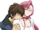  1girl blush brown_hair closed_eyes code_geass euphemia_li_britannia kurimomo kururugi_suzaku pink_hair 