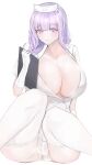  1girl absurdres azur_lane blue_hair blush breasts cleavage clipboard closed_mouth collarbone commentary_request dress flower gloves hair_flower hair_ornament hat heart heart_print highres holding holding_clipboard huge_breasts long_hair looking_to_the_side multicolored_hair nurse nurse_cap oppifighter panties pantyshot pink_eyes pink_hair plymouth_(an_angelic_physical)_(azur_lane) plymouth_(azur_lane) short_sleeves simple_background solo streaked_hair thighhighs thighs underwear white_background white_dress white_gloves white_hat white_panties white_thighhighs 