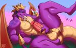 activision aged_up anthro anthrofied anus arthropod balloonist_spyro balls big_balls big_penis bodily_fluids cum cum_in_mouth cum_in_own_mouth cum_in_self cum_inside cum_on_self cumshot cumshot_in_own_mouth dragon dragonfly duo ejaculation erection eyebrows facial_spikes genital_fluids genitals glans humanoid_genitalia humanoid_penis insect jaw_spikes kailkajo male masturbation membrane_(anatomy) membranous_wings motion_lines multicolored_body muscular muscular_male mythological_creature mythological_scalie mythology neck_spikes nubbed_penis nude orgasm penis purple_body raised_leg scales scalie sparx spikes spikes_(anatomy) spyro spyro_the_dragon tail ventral_scales wings yellow_body
