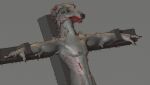 3d_(artwork) anthro bdsm biped blood bodily_fluids bondage borzoi bound canid canine canis clothing corruption cross crucifixion digital_media_(artwork) domestic_dog hunting_dog male mammal mixed_media nude portrait restraints sanwenxiao scared sighthound smile solo three-quarter_portrait wenx