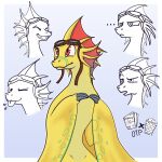 1:1 adine_(angels_with_scaly_wings) angels_with_scaly_wings blep darkgred dragon european_mythology eyes_closed female feral happy hi_res magazine mythological_creature mythological_scalie mythology scalie simple_background smile solo tongue tongue_out trash_can western_dragon wyvern