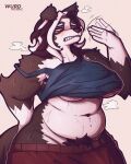 absurd_res anthro belly big_breasts bodily_fluids border_collie bottomwear breasts canid canine canis clenched_teeth clothing collie domestic_dog eyes_closed fanning fanning_self female floppy_ears hazel_(wurd_retlekz) heat_(temperature) herding_dog hi_res mammal pants pastoral_dog pubes sheepdog slightly_chubby slightly_chubby_anthro slightly_chubby_female solo sweat tail teeth thick_thighs wide_hips wurd_retlekz