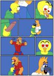 animal_humanoid anthro avian avian_humanoid beak bird bird_humanoid blue_background border canary ciel-wolf clothed clothing comic erection feathers fellatio finch genitals glans group heart_eyes heart_symbol humanoid male male/male multicolored_body multicolored_feathers muscular muscular_anthro muscular_male nickelodeon oral oscine paco_(the_casagrandes) parrot parrot_humanoid passerine penile penis sergio_(the_casagrandes) sex simple_background speedo swimwear the_casagrandes the_loud_house trio walt_loud white_border yellow_body yellow_feathers