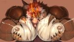 ahegao anthro barazoku beard blush bodily_fluids canid canine canis degradation domestic_dog facial_hair first_person_view fur garnett genital_fluids genitals german_shepherd herding_dog hi_res lactating lactating_during_sex looking_at_viewer looking_pleasured male male/male male_lactation male_on_bottom mammal mature_anthro mature_male muscular muscular_anthro muscular_male nipples on_bottom orange_body orange_fur pastoral_dog pecjob pecs penis pinumontbalou saliva sex steam submissive submissive_anthro submissive_male sweat urine urine_in_mouth urine_on_face vein veiny_muscles veiny_penis watersports