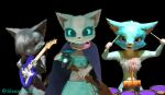 3d_(artwork) anthro band blue_body blue_eyes blue_fur crap_cat_solo_(sleep_gliding) digital_media_(artwork) domestic_cat drum drumstick_(musical) electric_guitar felid feline felis female fluffy fluffy_tail fur gaming_life_kitty_(sleep_gliding) glowing glowing_eyes green_eyes group guitar hi_res male male/female mammal musical_instrument percussion_instrument plucked_string_instrument simple_background sleep_gliding string_instrument tail tom_drum trio wand wizard_cat_sg_(sleep_gliding) yellow_eyes