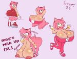 2026 absurd_res amy_rose anthro big_breasts bottomwear breast_expansion breasts clothing dialogue eulipotyphlan expansion female female_anthro footwear green_eyes hair hedgehog hi_res huge_breasts hyper hyper_breasts mammal multiple_poses nipples nude pants pose sagging_breasts sega shoes short_hair sonic_the_hedgehog_(series) sonomatic topwear tube_top