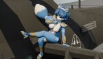 3d_(artwork) 7:4 absurd_res aircraft anthro armor blue_body blue_eyes blue_fur breasts canid canine clothed clothing digital_media_(artwork) ears_up exposed_breasts feet female footwear fox foxonmain fur helicopter hi_res high_heels jewelry krystal_(star_fox) looking_at_viewer mammal markings mil_mi35m necklace nintendo nipples no_bra one_eye_closed panties raised_leg rvipvo shoes sitting solo star_fox tail toes tribal tribal_markings underwear vehicle white_body white_fur wink winking_at_viewer