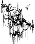  attack greyscale gyoh hairband konpaku_youmu lowres monochrome oekaki solo sword touhou weapon 