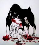 absurd_res angel_(lady_and_the_tramp) bad_end blood bodily_fluids buster_(lady_and_the_tramp) canid canine canis disney dobermann domestic_dog duo evil_grin female feral gore hi_res implied_fatal killing lady_and_the_tramp lady_and_the_tramp_2 madamesam male mammal mastiff mixed_breed molosser pinscher pomsky rottweiler smile standing villainous villains_win