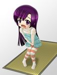  have_to_pee kuhouin_murasaki kure-nai long_hair purple_eyes purple_hair sakurai_(waruten) socks solo striped tears 