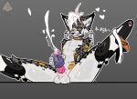 absurd_res animal_genitalia anthro balls bandage bandage_on_face bandage_on_nose bodily_fluids broken_sex_toy clothing collar cum ear_piercing ear_ring felid genital_fluids genitals heart_symbol hi_res hugo_(justasleepysnep) jockstrap justasleepysnep male mammal masturbation mechanical_leg pantherine penetrable_sex_toy penile penile_masturbation penis piercing ring_piercing sex_toy sheath sheathed_tapering_penis simple_background snow_leopard solo sweat tapering_penis underwear