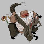 accessory aggretsuko angry anthro artist_name balls big_balls big_penis biped black_clothing black_ears black_footwear black_nipples black_socks blush blush_lines bodily_fluids bottomwear brown_body brown_bottomwear brown_clothing brown_ears brown_fur brown_pants brown_penis chief_komiya clothing cross-popping_vein cum cum_drip director_ton domestic_pig dripping erection footwear fur genital_fluids genitals green_necktie group haida_(aggretsuko) harlequinkiller herpestid hi_res huge_penis hyena hyper hyper_genitalia hyper_penis long_penis looking_at_another male male/male mammal markings meerkat navel necktie nipples nude_male overweight overweight_anthro overweight_male pants penis penis_grab pubes red_necktie saggy_balls sanrio shirt simple_background size_difference slim_male socks spots spotted_hyena spotted_markings stained_shirt suid suine sus_(pig) sweat sweat_stain sweaty_body tan_body tan_ears tan_skin text topwear trio vein veiny_penis white_clothing white_shirt white_topwear worried