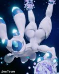 2026 2_horns 3_fingers 3d_(artwork) 4:5 absurd_res anthro big_butt big_hands blue_nipples blurred_background breasts butt chest_gem depth_of_field digital_media_(artwork) digitigrade eyeliner featureless_feet feet female female_anthro fingers flying forehead_gem gem glowing glowing_eyes glowing_fingers glowing_nipples head_down head_down_ass_up hi_res horn jaskitohura joints legs_above_head levitation looking_at_viewer looking_down looking_down_at_viewer low-angle_view lunaris_(pal) magic magic_user makeup medium_breasts mouthless night nipples not_furry nude nude_anthro nude_female outdoor_nudity outside pal_(species) palmorph palworld pocketpair purple_eyes sagging_breasts signature sparkles thick_thighs upside_down white_body wide_hips