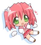  chibi green_eyes hahifuhe kobayakawa_yutaka lucky_star panties pantyshot pink_hair pink_neckwear ryouou_school_uniform school_uniform serafuku solo underwear 