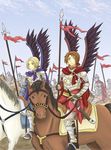  armor army axis_powers_hetalia cape cavalry gauntlets greaves helmet horse horseback_riding hussar lance lithuania_(hetalia) male_focus medieval multiple_boys non-web_source poland poland_(hetalia) polearm polish_hussar riding saddle sheath spear sword war weapon wings 