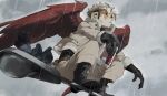  1boy beard_stubble bird black_boots black_gloves blonde_hair boku_no_hero_academia boots can cloud cloudy_sky crow drink_can facial_hair feathered_wings full_body fur-trimmed_jacket fur_trim gloves grey_jacket grey_pants hawks_(boku_no_hero_academia) highres holding holding_can jacket konekutozzzzz lamppost male_focus pants parted_bangs parted_lips rain red_wings safety_glasses short_hair sky solo squatting stubble tinted_eyewear wavy_hair wet wings yellow-tinted_eyewear 