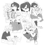  2girls :c :d :o ahoge arm_support arm_up arms_around_another's_waist arms_on_knees bare_arms bare_legs barefoot bent_back black_hair black_shirt black_shoes blush braid breast_pocket buttons candy_hair_ornament chinese_commentary chinese_text closed_mouth collared_shirt commentary_request couple covered_eyes cropped_legs cropped_shoulders dated diagonal-striped_clothes diagonal-striped_necktie dot_mouth dot_nose double-parted_bangs dress_shirt ear_blush english_text face-to-face food-themed_hair_ornament from_above from_behind from_side full_body grey_necktie grey_pants grey_shirt grey_shoes grey_skirt greyscale hair_between_eyes hair_ornament hairclip hand_on_another's_face hand_on_another's_neck hand_on_own_wrist hand_up hands_on_another's_waist head_on_another's_shoulder head_tilt heads_together highres holding_hands hug hug_from_behind jacket jellyfish_cut knees_apart_feet_together leaning leaning_forward leaning_on_person leaning_to_the_side light_frown long_hair long_sleeves looking_at_another looking_back looking_past_viewer loose_hair_strand low_block_heels minamip monochrome multicolored_shoes multiple_girls multiple_views nape necktie no_socks on_floor on_ground one_eye_closed open_clothes open_mouth open_shirt original outstretched_legs own_hands_together pants parallel_hairclips parted_bangs parted_lips partially_unbuttoned platform_shoes pleated_skirt pocket profile raised_eyebrows school_uniform shirt shoes short_hair short_sleeves simple_background sitting sitting_on_lap sitting_on_person skirt sleeve_cuffs sleeveless sleeveless_jacket smile sneakers squatting striped_clothes striped_necktie suspender_skirt suspenders suspenders_slip sweatpants swept_bangs thick_eyebrows tie_clip triangle_hair_ornament triangle_mouth turning_head two-tone_shirt two-tone_shoes unbuttoned unbuttoned_shirt v-shaped_eyebrows v_arms white_background white_hair white_jacket white_shirt white_shoes yuri 