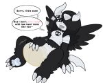 5:4 anthro big_diaper biped black_body black_collar black_eyes black_fur bodily_fluids breath claws clothed clothing collar dialogue diaper digital_media_(artwork) english_text feet female fur generation_6_pokemon genital_fluids half-closed_eyes hi_res hindpaw horn mammal masturbation mega_absol mega_evolution miss_absol narrowed_eyes nintendo open_mouth panting pawpads paws pokemon pokemon_(species) puppypamps simple_background solo speech_bubble spiked_collar spikes text toe_claws tongue tongue_out topwear unclean_diaper urine used_diaper wearing_diaper wet_diaper white_background white_body white_clothing white_diaper white_fur white_topwear