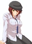  artist_request between_breasts breasts brown_hair hat heterochromia large_breasts necktie older rozen_maiden short_hair solo source_request souseiseki 