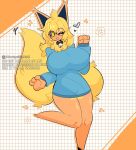 anthro big_breasts breasts caslysillyf0x eeveelution fan_character female flareon generation_1_pokemon hi_res looking_at_viewer nintendo pinup pokemon pokemon_(species) pose smile smiley_face solo solo_focus solo_in_panel