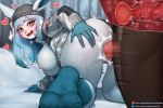 3:2 all_fours anthro anus areola biped blue_body blue_hair blush bottomless breasts butt cervical_contact cervix clothed clothing eeveelution feet female female_penetrated frost_(rainbow_six) generation_4_pokemon genitals glaceon hair heart_symbol hi_res human humanoid_feet kambo male male/female male_penetrating mammal nintendo nipples penetration penile penile_penetration penis plantigrade pokemon pokemon_(species) pokemorph sex text url uterus vaginal vaginal_penetration vulva