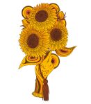  flower frilled_gloves frills gloves hand_focus highres iliothermia original simple_background solo star_(symbol) sunflower tassel white_background 