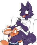 2026 amus_(nezumickey) anthro anthro_on_anthro anthro_penetrated anthro_penetrating anthro_penetrating_anthro biped black_nose blue_body blue_fur blush blush_lines bodily_fluids bottomwear bottomwear_down brown_body brown_fur canid canine canis casual_sex cheek_tuft clothed clothing digital_drawing_(artwork) digital_media_(artwork) dipstick_tail duo electronics facial_tuft fangs fellatio fur genital_fluids genitals hand_on_head head_in_crotch head_tuft hi_res holding_microphone holding_object japanese_description karaoke kneeling kneeling_oral_position male male/male male_penetrated male_penetrating male_penetrating_male mammal markings microphone neck_tuft nifram_logan open_mouth oral oral_penetration pants pants_down partially_clothed penetration penile penile_penetration penis penis_in_mouth pizademokttero plantigrade rodent sciurid sex shirt simple_background singing sitting slim_anthro slim_male sweat tail tail_markings teeth tongue topwear tree_squirrel tuft white_background wolf