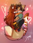 2026 4_toes anthro barefoot biped blush bottomwear butt canid canine claws clothed clothed_anthro clothed_female clothed_male clothing digital_drawing_(artwork) digital_media_(artwork) dragonfu duo feet felid female fingers front_view fully_clothed fully_clothed_anthro fully_clothed_female fully_clothed_male fur hair hi_res male mammal miles_long pantherine pawpads paws pink_pawpads rear_view smile soles stripes tail tao_(dragonfu) teeth tiger toe_claws toes topwear
