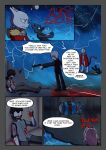 absurd_res anthro blood blue_body bodily_fluids bomb clothed clothing comic dialogue digital_media_(artwork) english_text epsilon_(novaarts) explosives fan_character feral fur generation_1_pokemon generation_4_pokemon gun gunshot gunshot_wound hi_res human humanoid legendary_pokemon lu_(novaarts) male mammal mewtwo nintendo novaarts paws pokemon pokemon_(species) pokemon_mystery_dungeon ranged_weapon red_eyes riolu simple_background spike_chunsoft standing tail text weapon