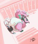 anthro belly bench bent_over big_belly big_breasts big_diaper black_bottomwear black_clothing black_footwear black_shoes black_shorts blush bottomwear bra breasts cleavage clothed clothing collar diaper diaper_under_clothing diaper_under_shorts duo eulipotyphlan eyelashes fan_character female female/female footwear fur generation_6_pokemon goodra hand_on_diaper hedgehog hi_res huge_belly huge_breasts huge_diaper imminent_facesitting locker locker_room looking_back mammal nintendo overweight overweight_anthro overweight_female pink_body pinned pinned_to_wall pokemon pokemon_(species) sega shirt shoes shorts signature size_difference smile smirk smirking_at_another sneakers sonic_the_hedgehog_(series) sophie_(argento) sophiepoof spandex spandex_shorts sports_bra sweat_rag t-shirt tail thick_thighs tight_bottomwear tight_clothing tight_shorts topwear touching_diaper underwear wearing_diaper white_body white_clothing white_footwear white_fur white_shirt white_shoes white_topwear wide_eyed wiping_sweat