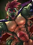 2025 abs alligator alligatorid animatronic anthro balls biceps big_muscles bodily_fluids crocodilian dialogue digital_media_(artwork) english_text erection eyebrows five_nights_at_freddy's five_nights_at_freddy's:_security_breach front_view genital_fluids genitals glans glowing glowing_eyes hair hi_res huge_muscles looking_at_viewer looming machine male mohawk montgomery_gator muscular muscular_anthro muscular_male nude nude_male obliques open_mouth open_smile pecs penis precum reptile robot scales scalie scottgames sharp_teeth smile solo spikes steel_wool_studios talking_to_viewer teeth text thick_arms tongue vein veiny_penis watermark zeo_helvein