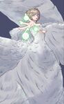 2026 5_fingers avian avian_taur blonde_hair breasts colored delicious_in_dungeon eyelashes falin_touden feathered_wings feathers female fingers gesture glowing_orb hair half-length_portrait hand_gesture hi_res humanoid_taur looking_at_viewer magic_user mocatea navel nude open_mouth outstretched_arm portrait pose raised_wings shaded short_hair small_upper_body solo standing tan_body taur traditional_media_(artwork) white_body white_feathers wings yellow_eyes
