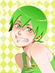  foo_fighters green_eyes green_hair grin jojo_no_kimyou_na_bouken overalls rinnsei53 short_hair smile solo 