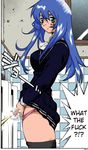  1girl battle_club blue_hair futanari manga panties peeing penis urinal 