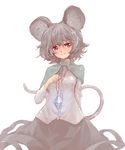  animal_ears capelet crystal grey_hair highres jewelry ma_nyan_(nyao_mao_nyao) mouse_ears mouse_tail nail_polish nazrin pendant red_eyes smile tail touhou 