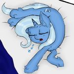  bed blue_hair cutie_mark equine female feral fluffy friendship_is_magic hair horn horse ichibangravity lying mammal my_little_pony pony sleeping solo trixie_(mlp) unicorn white_hair zzz 