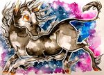 clara_(artist) equine fur grey_fur horn mammal orange_eyes solo unicorn 