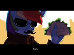  anthro anthrofied clothing equine eyewear facial_hair female friendship_is_magic glasses hair horse jacket letterbox mammal multi-colored_hair mustache my_little_pony pony rainbow_dash_(mlp) solo sunglasses swomswom taco 