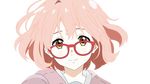  brown_eyes glasses kuriyama_mirai kyoukai_no_kanata pink_hair short_hair transparent vector 