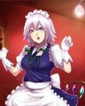  braid flandre_scarlet gloves izayoi_sakuya maid maid_headdress minami_koyogi open_mouth short_hair silver_hair solo_focus surprised touhou twin_braids wings 