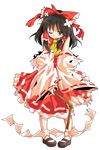  alphes_(style) ascot bandaid black_eyes black_hair bow broken broken_weapon crossed_bandaids dairi detached_sleeves dress full_body gohei hair_bow hair_tubes hakurei_reimu long_sleeves looking_at_viewer one_eye_closed open_mouth parody pigeon-toed red_dress solo style_parody tears torn_clothes torn_sleeves touhou transparent_background weapon wide_sleeves 