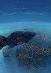  airship city_lights cityscape highres lights night night_sky no_humans original scenery science_fiction seo_tatsuya sky star_(sky) window 