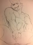  balls erection kemono kitajiro2 male muscles nude penis simple_background sketch solo 