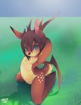  ambiguous_gender anthro antlers blue_eyes brown_hair cervine deer hair hi_res horn mammal nude rudragon solo wings 