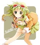  :o bad_id bad_pixiv_id bent_over breasts character_name cleavage goggles goggles_on_head green_eyes green_hair gumi leaning_forward medium_breasts megpoid_(vocaloid3) microphone noki_(potekoro) vocaloid 