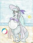  beach beach_ball big_belly big_breasts black_and_white breasts canine chubby color disgusted_look eyewear female grandma granny hair hat huge_breasts incest? long_hair mammal monochrome pregnant seaside sketch solo sunglasses swimsuit wad wolf 