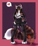  &lt;3 anthro avian avoid_posting big_tail bird black_hair bow breasts cat chicken claws cleavage clothed clothing conditional_dnp feline female fluffy_tail green_eyes hair legwear maid maid_uniform mammal mrawl pinup pose remmmy skirt solo standing stockings whiskers 
